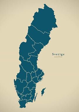 Sweden with counties map