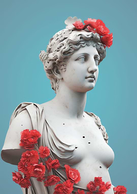 Marble Head With Roses