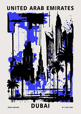 Dubai Travel Blue Poster