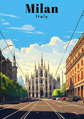 Milan Italy Travel Poster