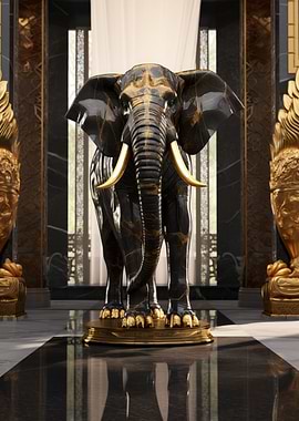 Marble elephant statue