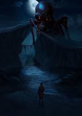 the samurai vs Gashadokuro