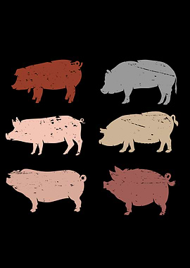 Retro Pig Lover Gift Men