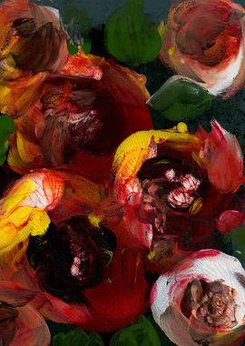 Abstract Red Yellow Floral