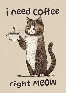 I Need Coffee Right Meow