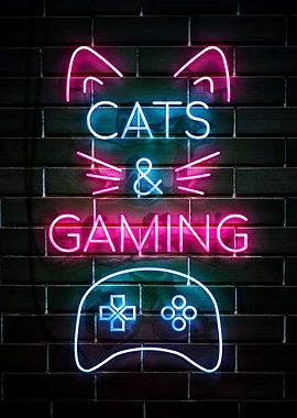 Cats and Gaming Neon Sign