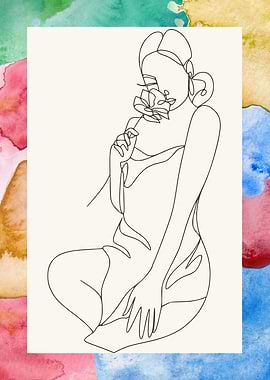 Girl and Flowers in Lines