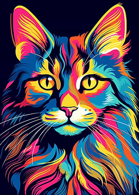 Cat WPAP Pop Art