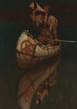 Indian Warrior In Canoe