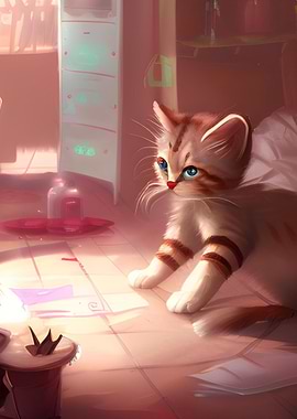 Kitten in the workshop