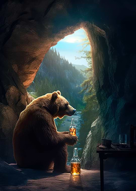 grizzly bear drinking