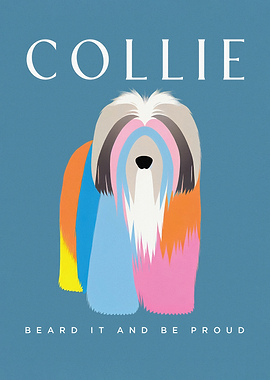 Retro Bearded Collie Art