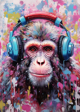 Macaque with Headphones