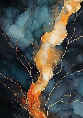 Blue And Gold Marble