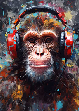 Monkey with Headphones