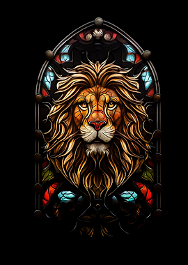 Stained Glass Lion