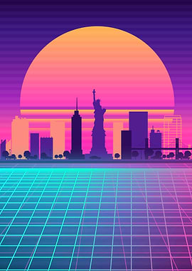 Retro Futuristic City Art