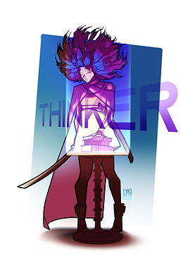 Girl with hands on books