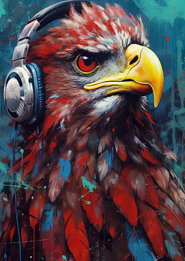 Eagle with Headphones