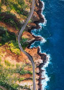 Coastal ocean road Hawaii
