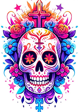 Skull and Flower