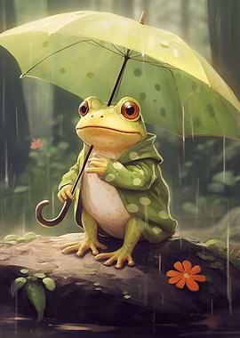 Happy Frog Rain Cute