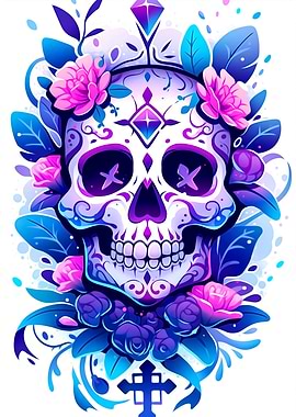 Skull and Flower