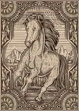 vintage horse engraving