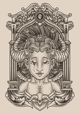 demonic angel engraving
