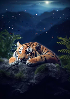 lazy tiger in the night