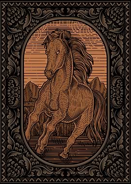 vintage horse engraving