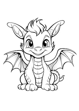 cute dragon black white