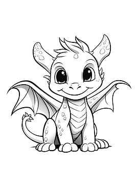 cute dragon black white