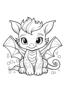 cute dragon black white