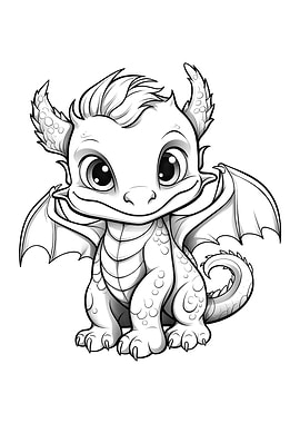 cute dragon black white