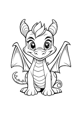 cute dragon black white