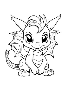 cute dragon black white