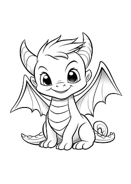 cute dragon black white