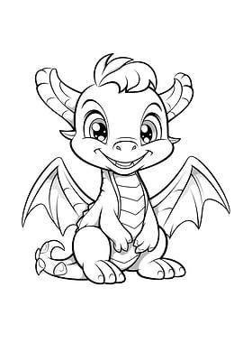 cute dragon black white