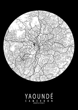 Yaounde City Map Full Moon
