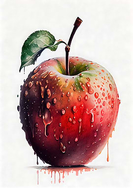 Watercolor Apple Fruit
