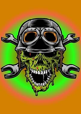 Zombie Biker Head