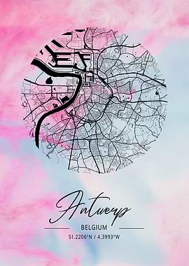 Antwerp Beta WatercolorMap