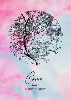 Cairo Beta Watercolor Map