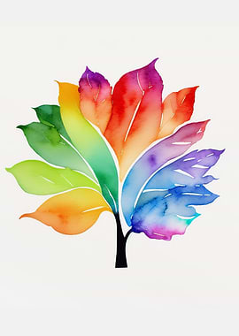 Watercolor rainbow tree 1