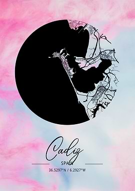 Cadiz Beta Watercolor Map