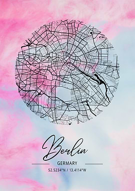 Berlin Beta Watercolor Map