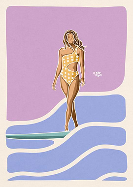 Magical woman surfing