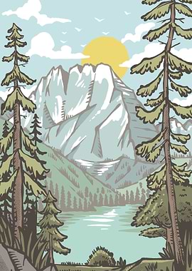 Lake Mountain Scene Day