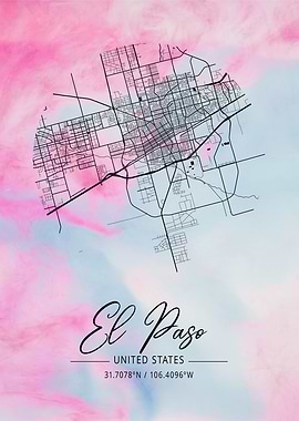 El Paso Beta WatercolorMap